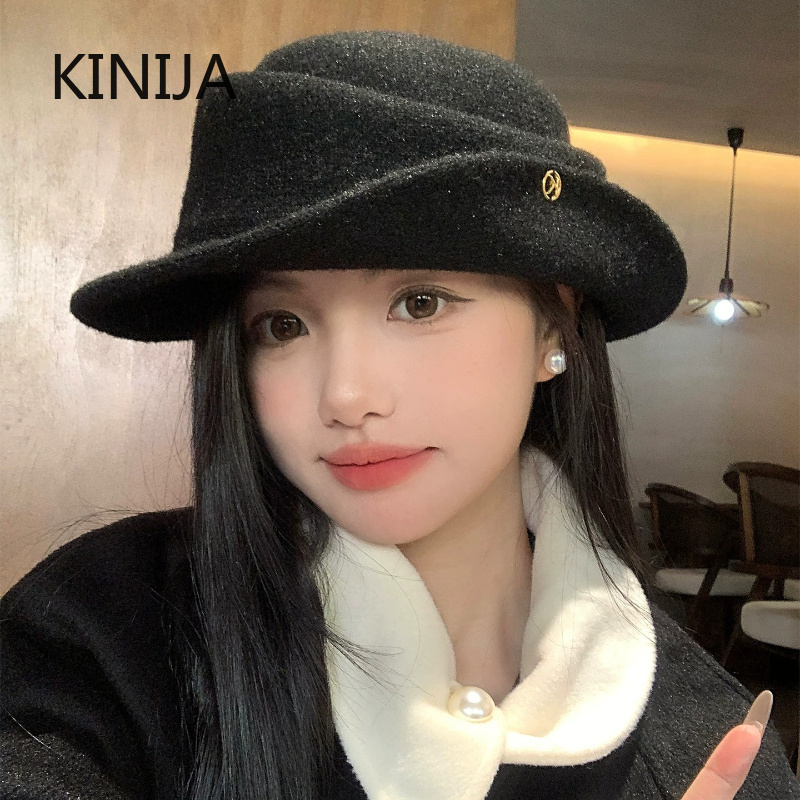 Beret French Wool - Cappello elegante nero in stile francese,